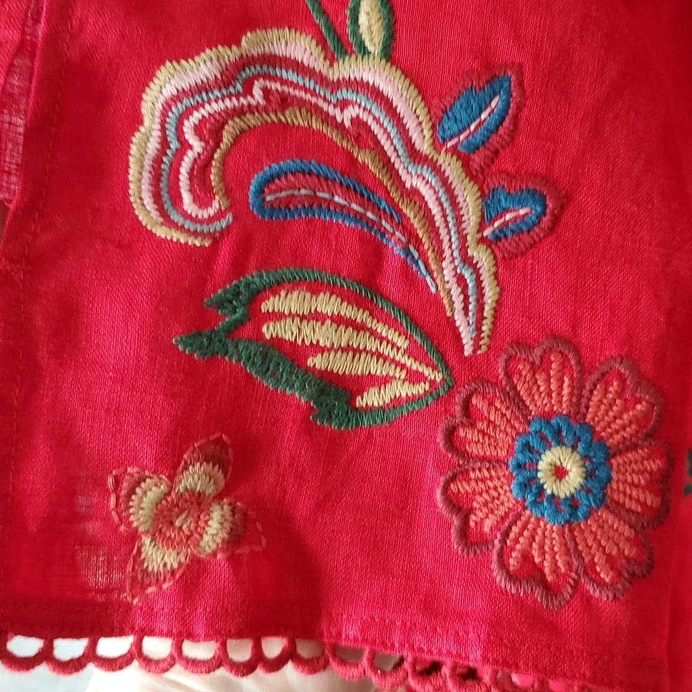 New Johnny Was 100% Linen "Messine" Top sz L - Picture 4 of 9